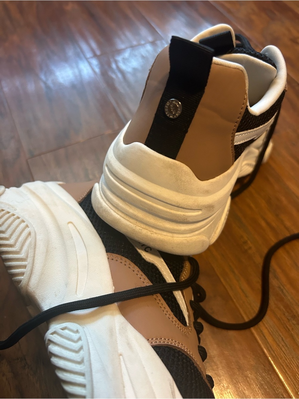 Steve Madden Women's Chunky Sneakers in White, Black & Tan - Picture 5 of 6